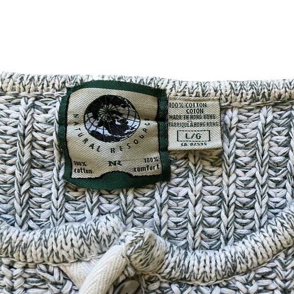 Natural Resources Shaker Knit Cotton Pullover Sweater Sage Heather Vintage 90s - Picture 5 of 6